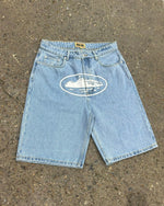 Corteiz Alcatraz Jeans Shorts - Blue