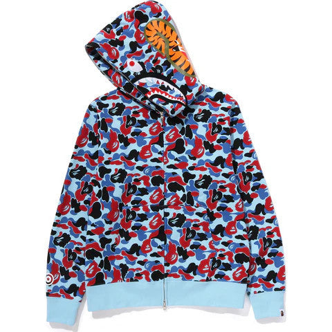BAPE Store Chicago Camo Shark Full Zip Hoodie Blue/Red/Black