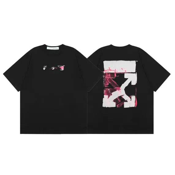 Off White Arrow Denim Logo Cotton T-shirt