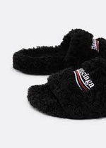 Balenciaga furry slide black